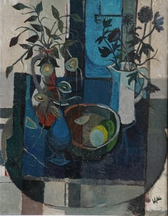 Still Life - Scottish 1950's art Still Life Floral Abstract oil painting