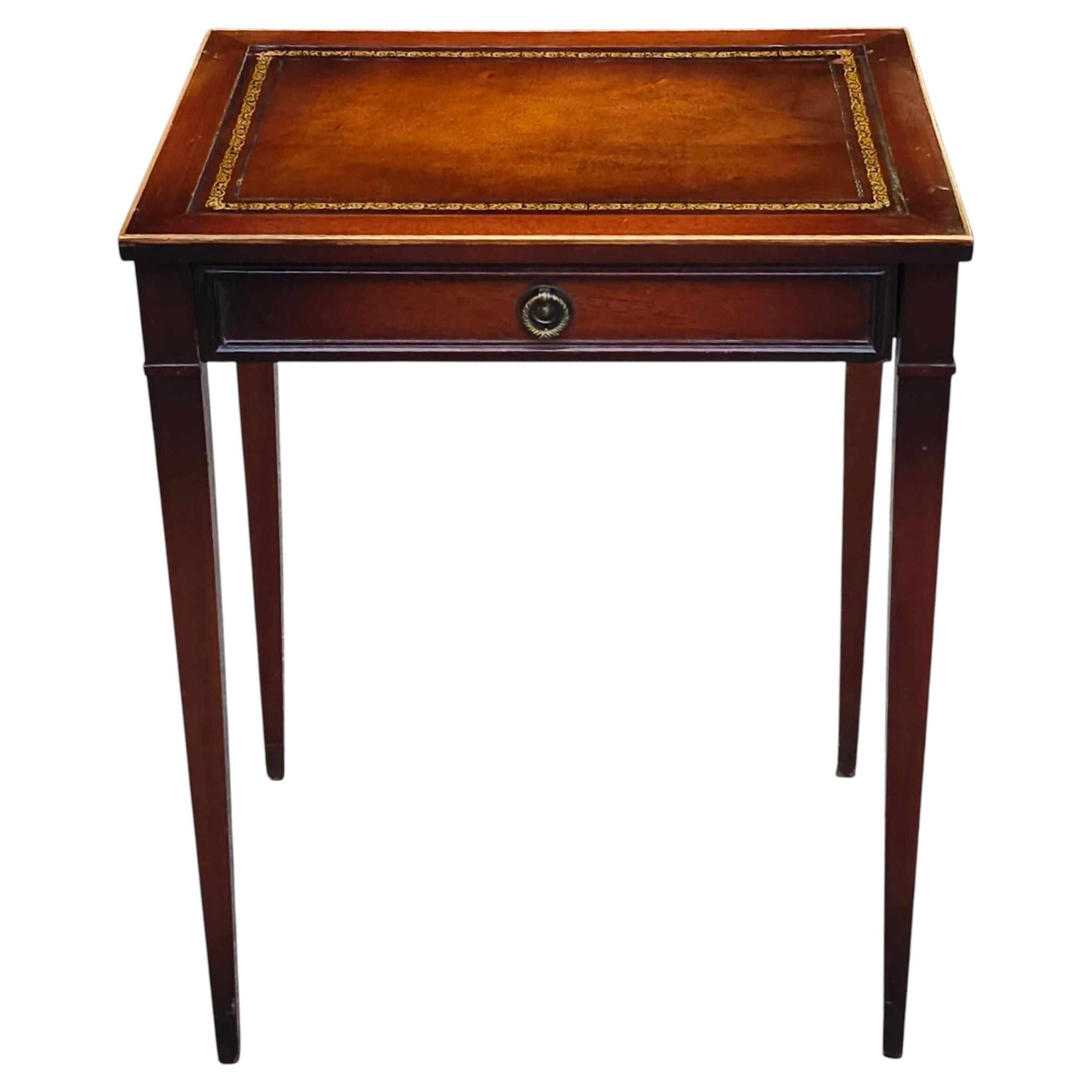 Gordon's Fine Furniture Genuine Mahogany and Leather Side Table