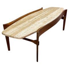 Gordon's Johnson City, TN Mid-Century Surfboard Travertine Coffee Cocktail Table
