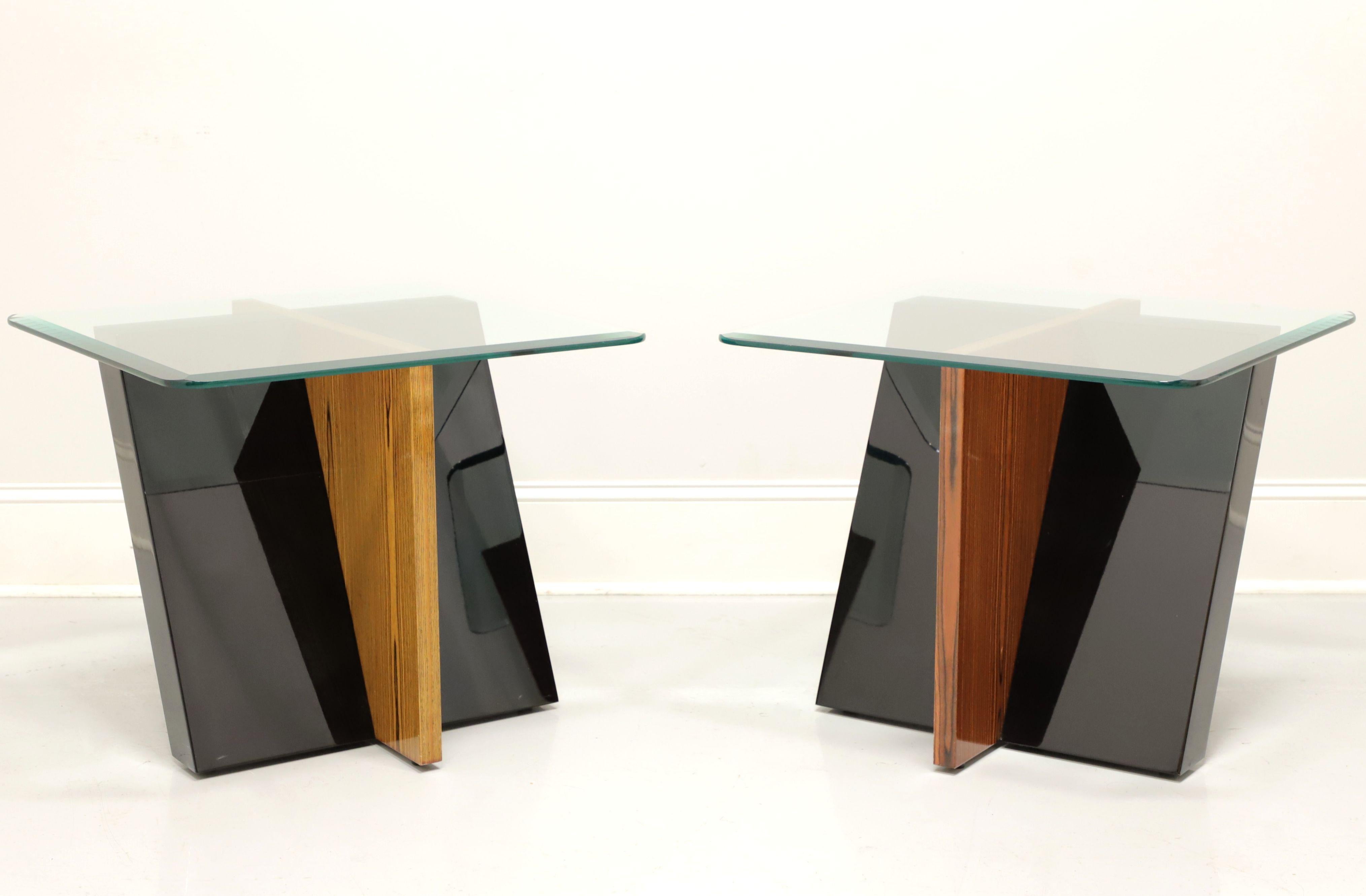 wood and glass end tables