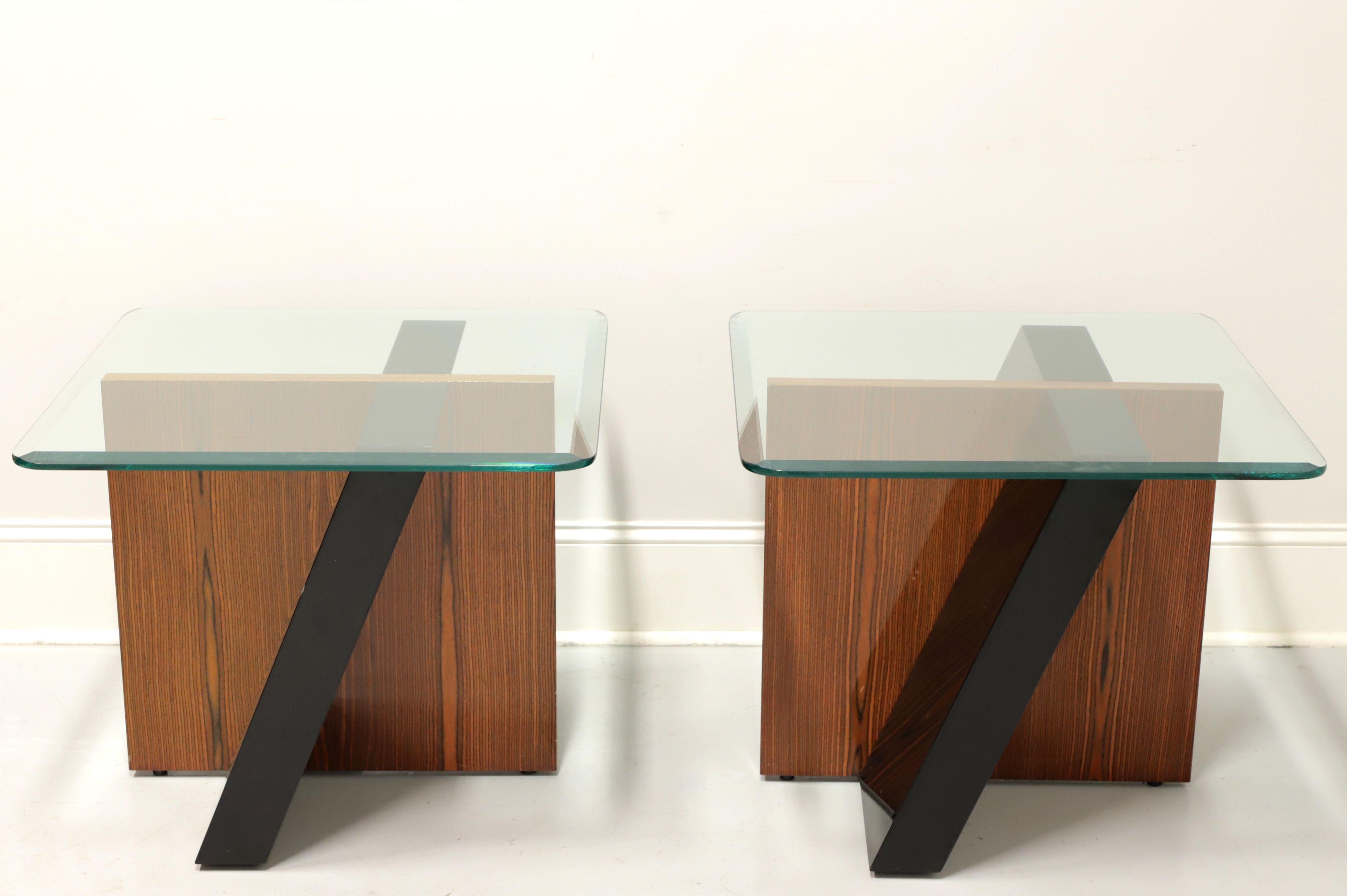 American GORDON'S Late 20th Century Contemporary Glass Top End Side Tables - Pair For Sale