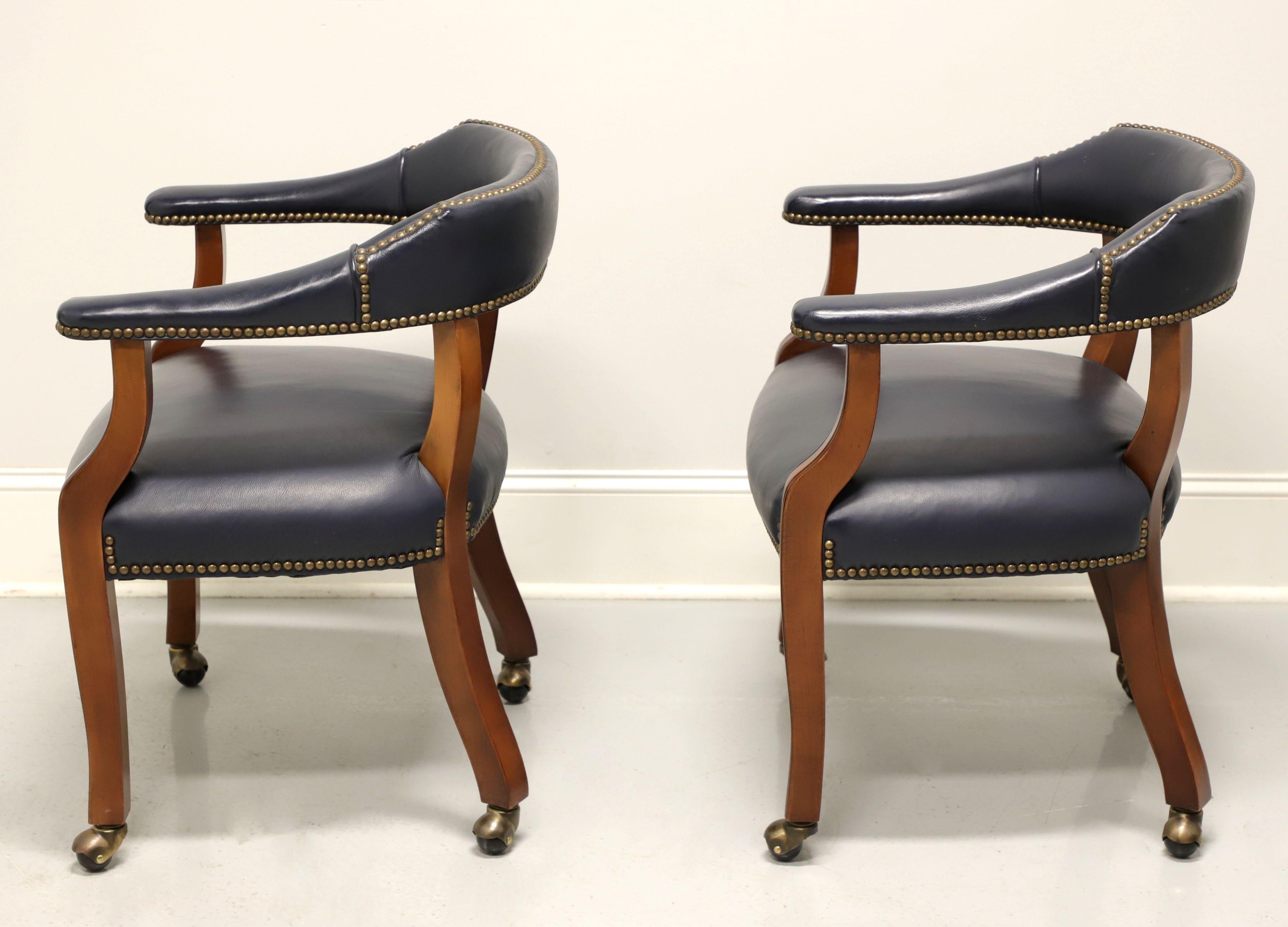 Brass GORDON’S Late 20th Century Leather Club Chairs on Casters - Pair A