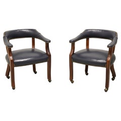 Used GORDON’S Late 20th Century Leather Club Chairs on Casters - Pair A