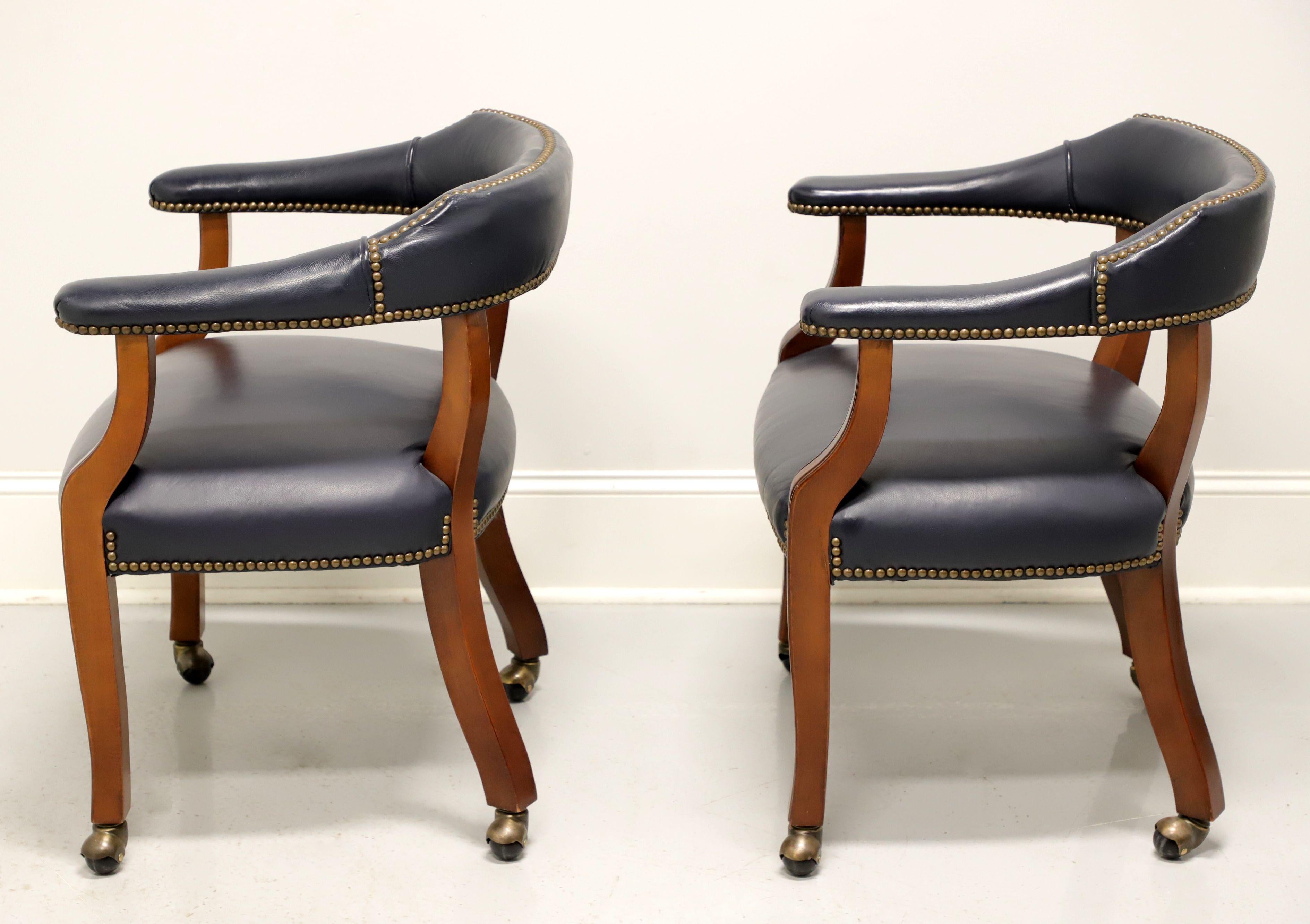 Brass GORDON’S Late 20th Century Leather Club Chairs on Casters - Pair B