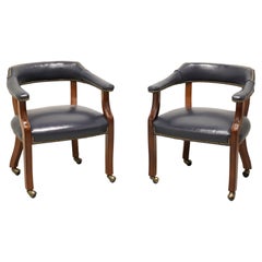 Used GORDON’S Late 20th Century Leather Club Chairs on Casters - Pair B
