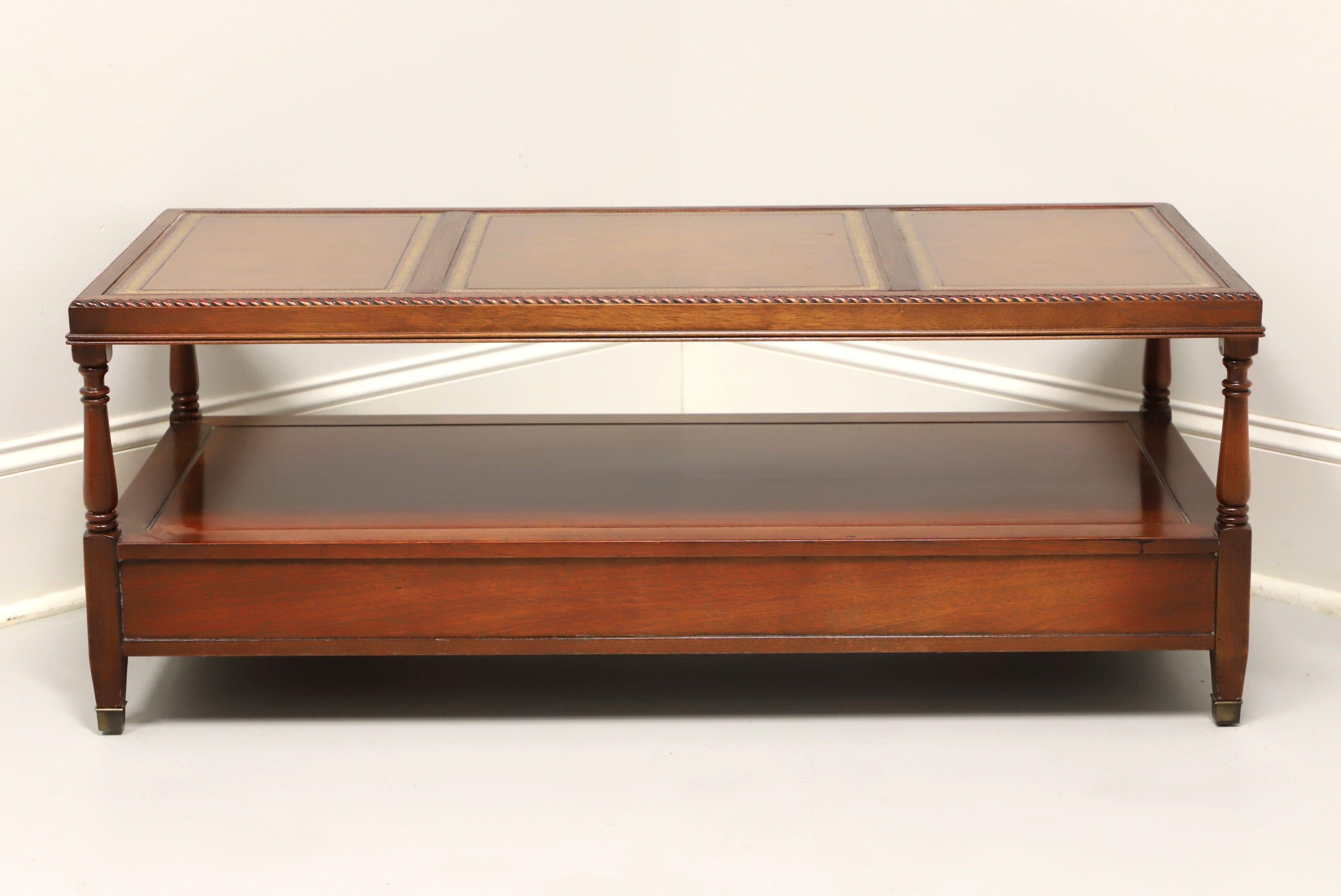 GORDON'S Late 20th Century Mahogany Federal Style Leather Top Coffee Table In Good Condition In Charlotte, NC