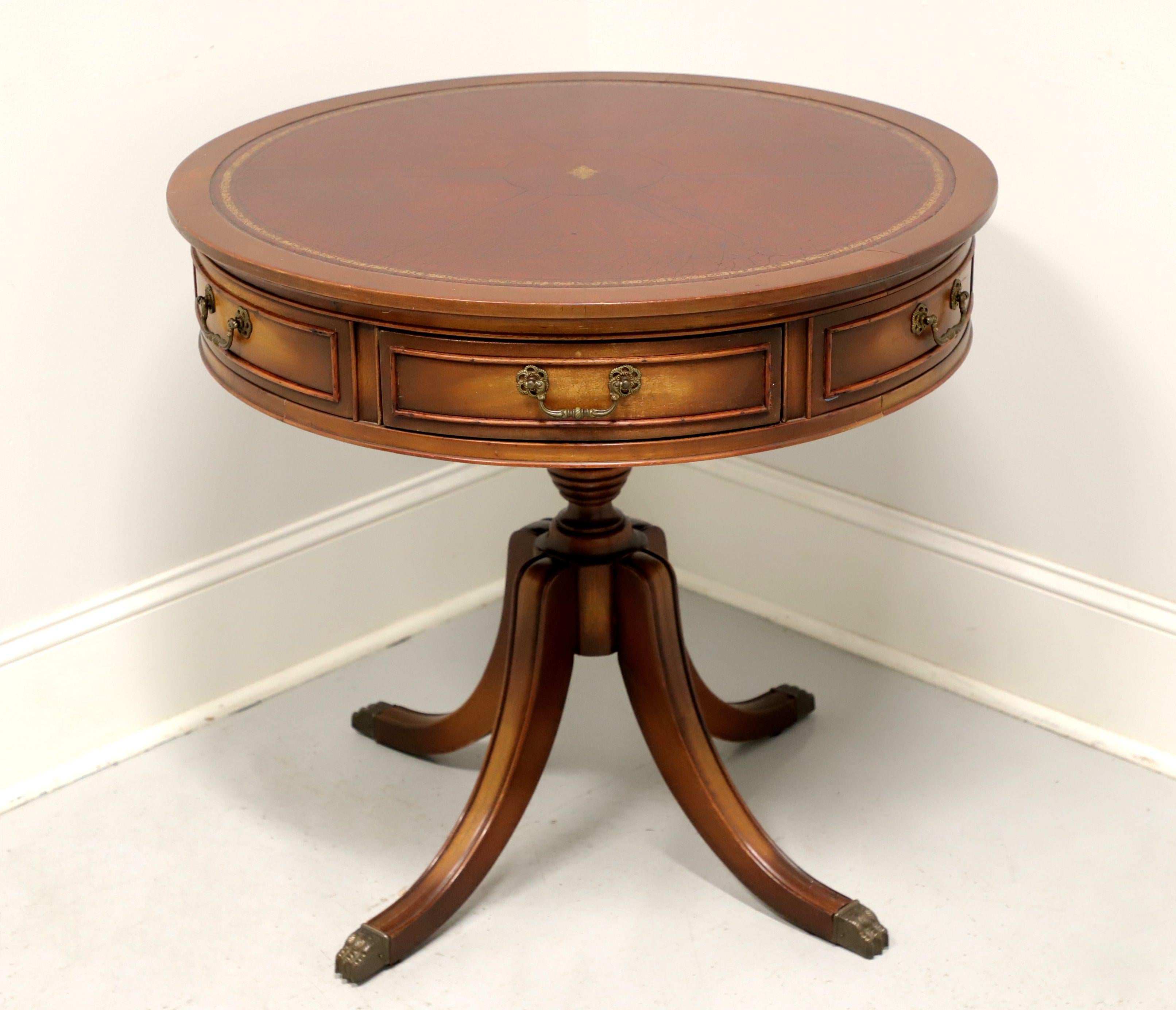 American GORDON'S Late 20th Century Mahogany & Leather Drum Side Table