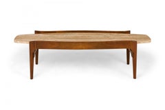 Gordons of Tennessee Walnut and Travertine Cocktail / Coffee Table