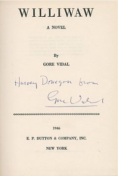 Gore Vidal's First Novel "WILLIWAW", Signed First Edition