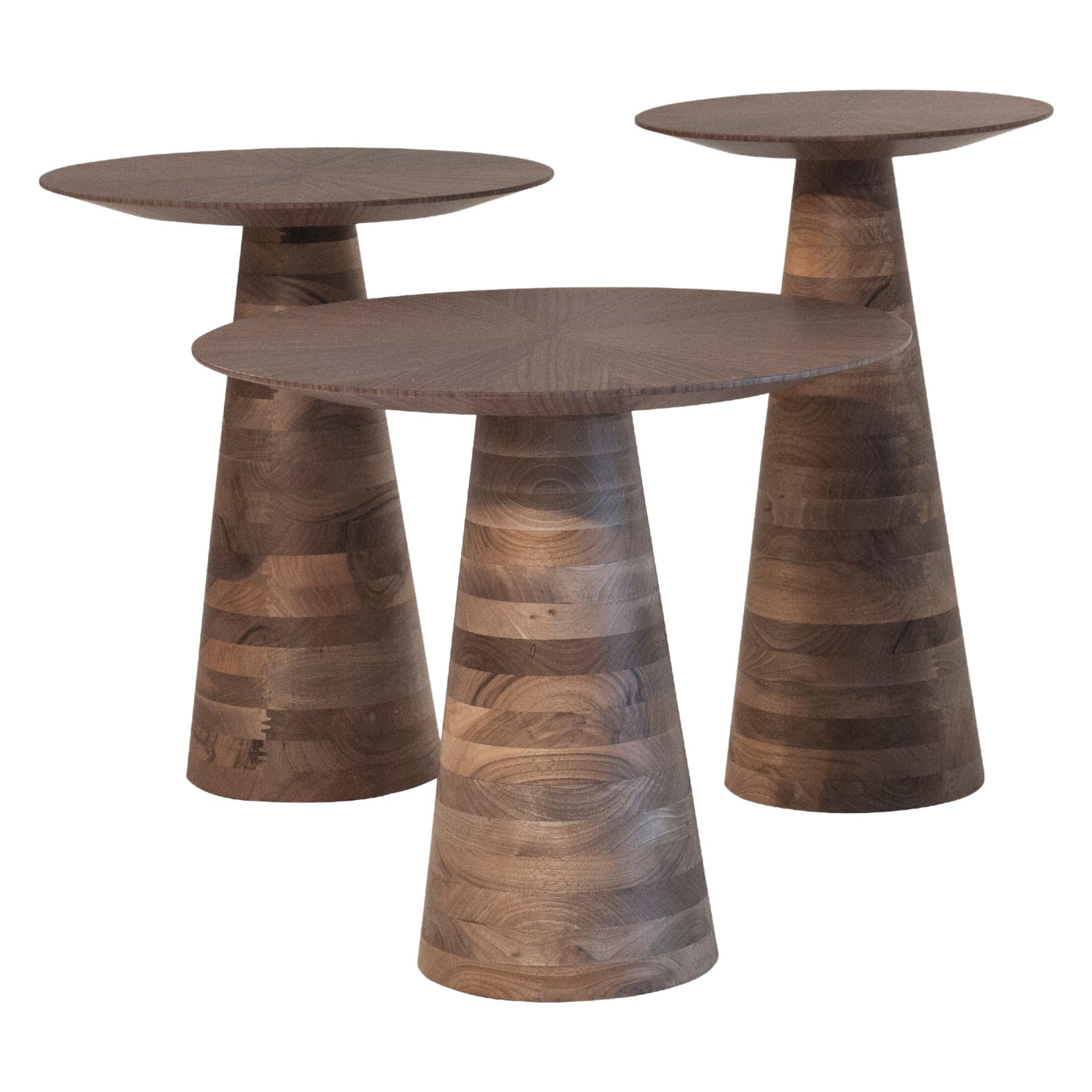 Goreme Side Tables, Solid Walnut Wood Side Tables