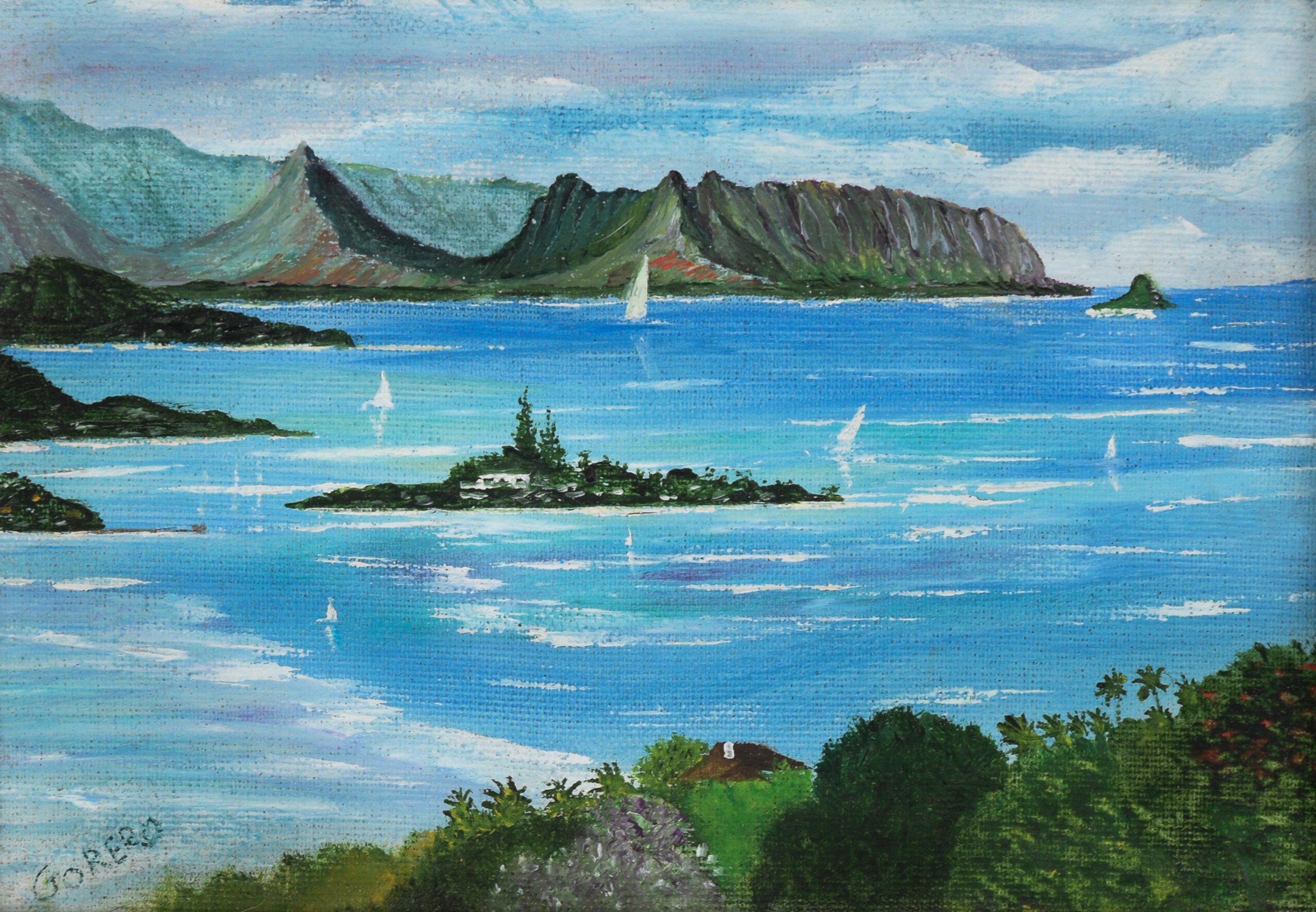 Kaneohe Bay, Hawaii 1989 - Oil on Canvas - Painting by Gorero