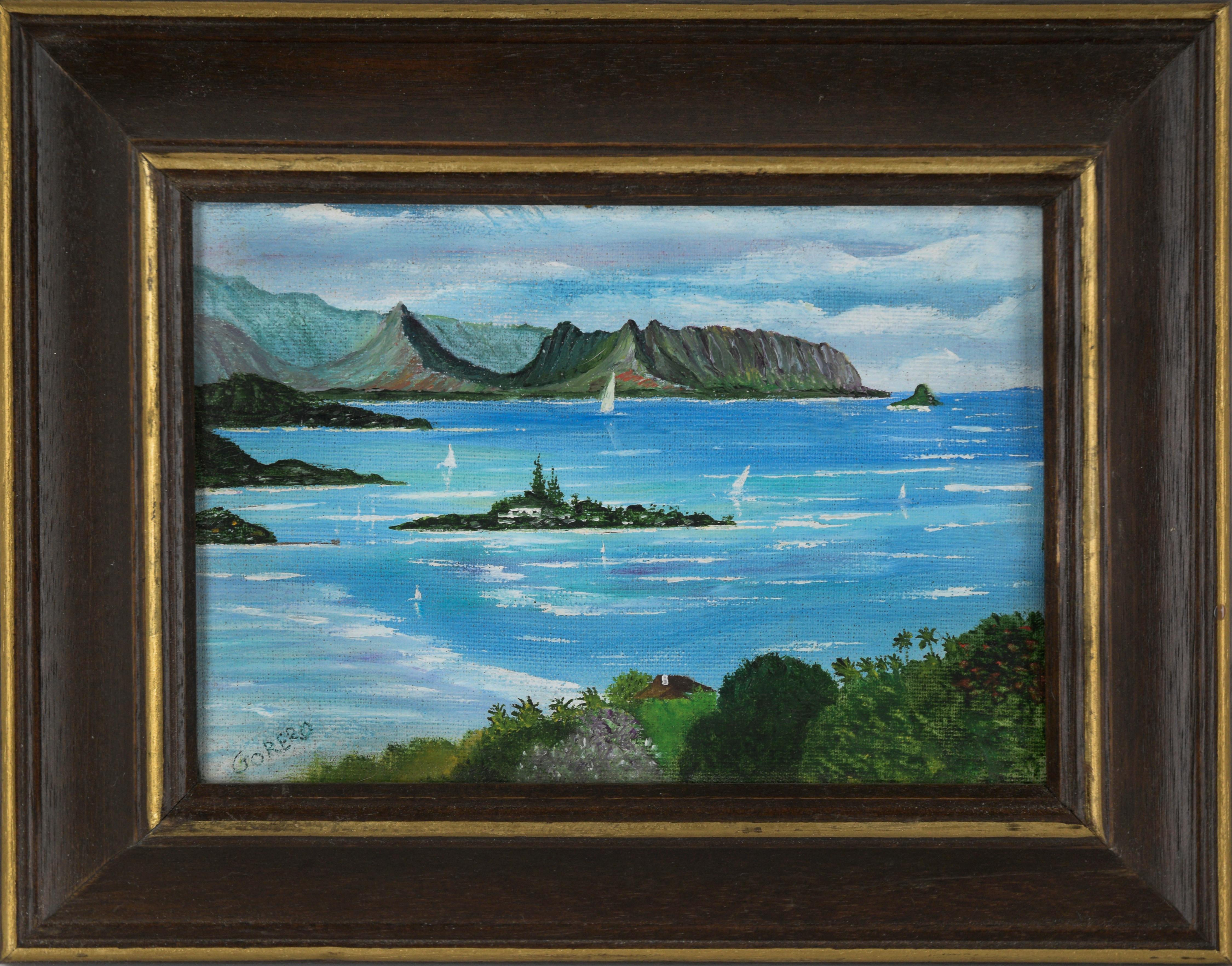 Gorero Landscape Painting - Kaneohe Bay, Hawaii 1989 - Oil on Canvas