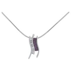 Precioso Colgante de Diamantes de 0,08ct en Oro Blanco y Bicolor de 18K - Sólo Colgante