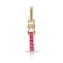 Gorgeous 0.13ct Ruby & Natural Diamond Pendant in 18K Yellow Gold