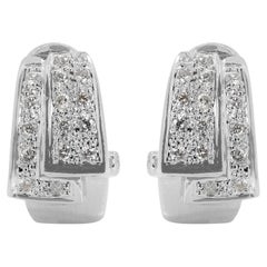 Superbes boucles d'oreilles en or blanc 18 carats avec diamants naturels de 0,32 carat