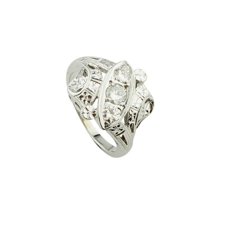A white gold Diamond plaque ring