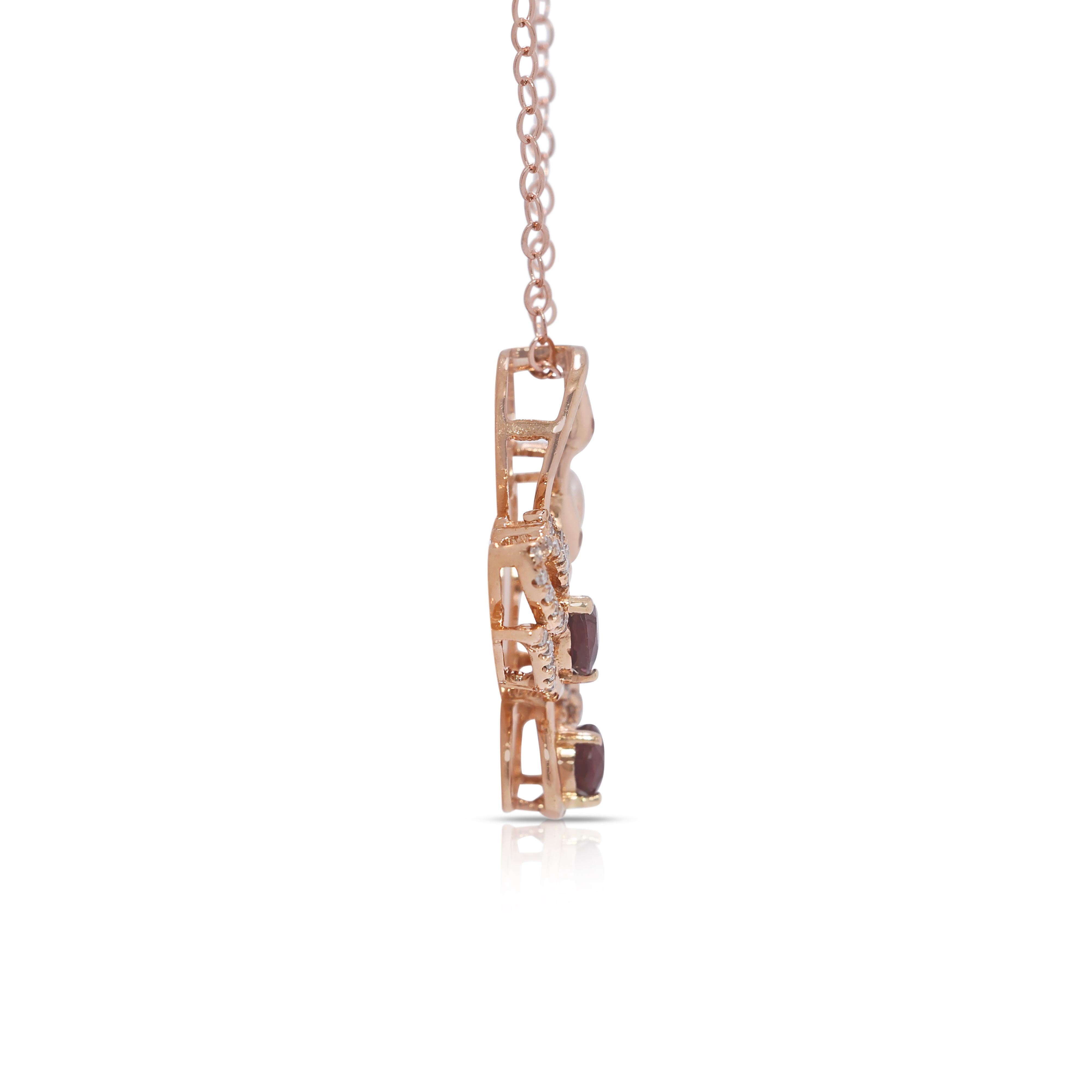 Women's Gorgeous 0.54ct Ruby and Natural Diamonds Pendant in 18K Rose Gold For Sale