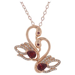 Gorgeous 0.54ct Ruby and Natural Diamonds Pendant in 18K Rose Gold