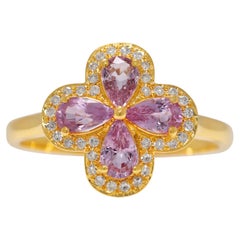 Wunderschöner 0,58 Karat rosa Saphir & Diamant 18K Gelbgold Ring