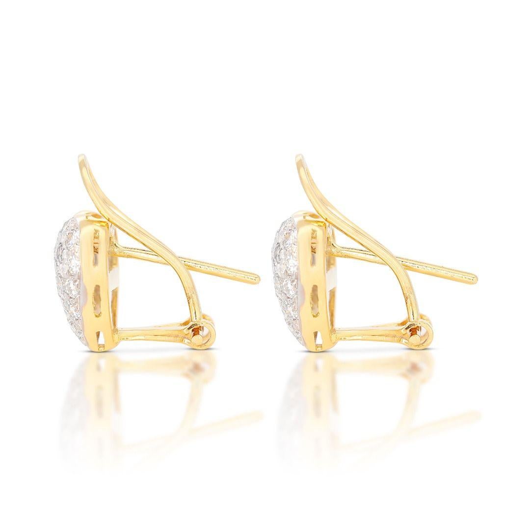 Women's Gorgeous 0.65ct Diamond Heart Earrings set in 18K Yellow Gold For Sale