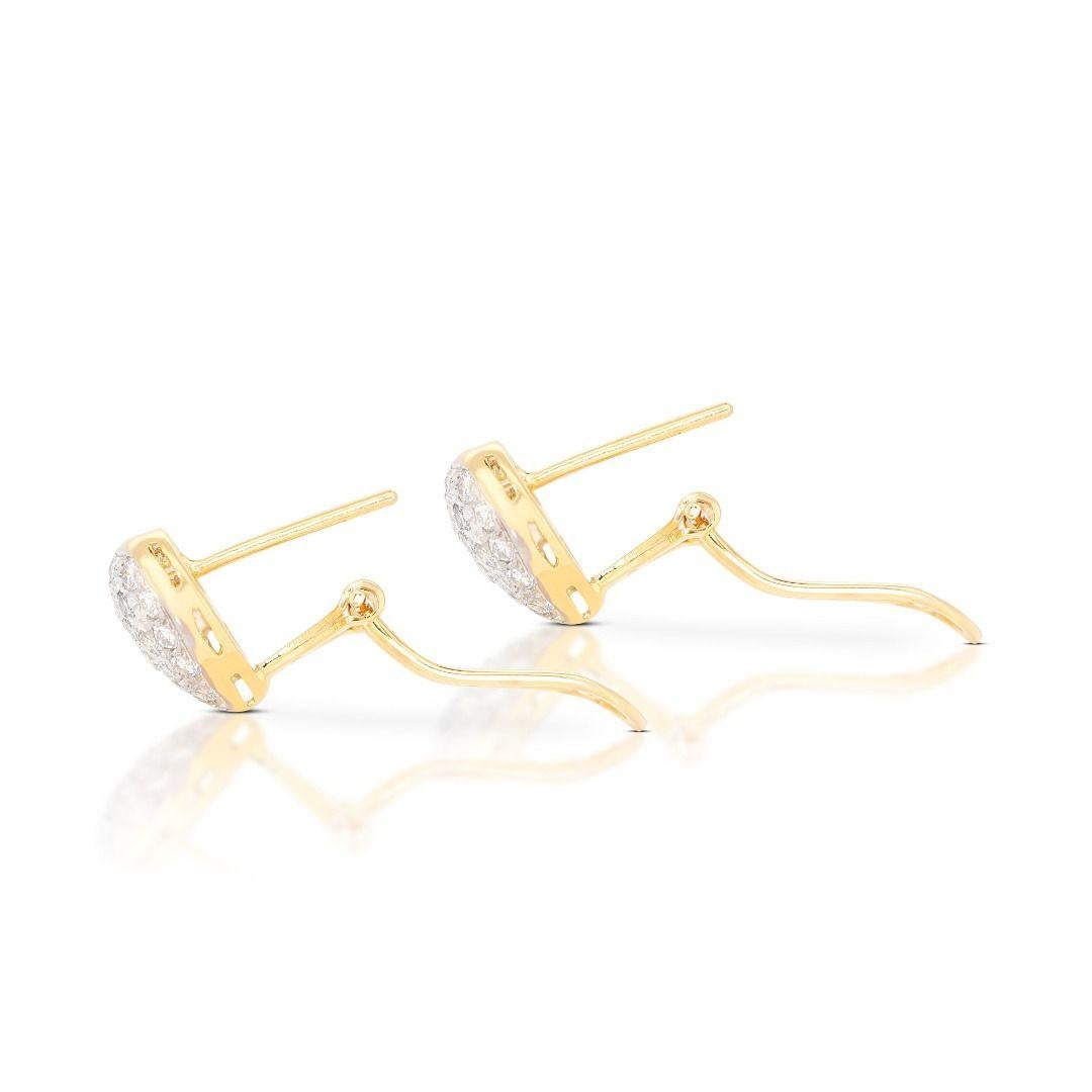 Gorgeous 0.65ct Diamond Heart Earrings set in 18K Yellow Gold For Sale 1