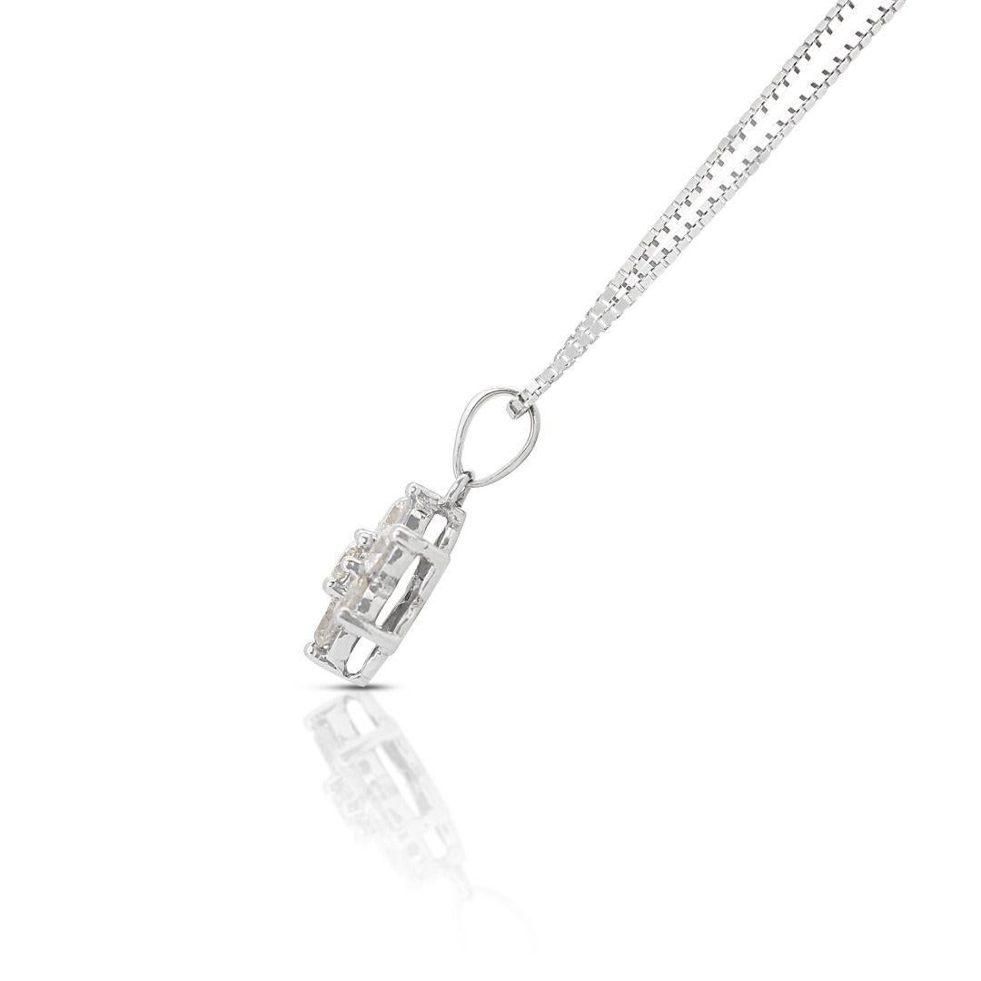 Wunderschöner 0,88 Karat Blumen-Diamant-Anhänger 14K Weißgold - Kette nicht enthalten Damen