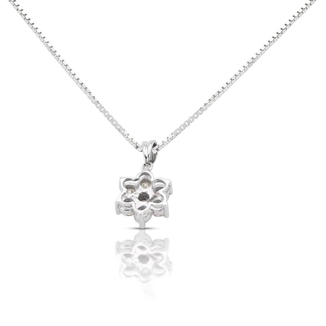 Wunderschöner 0,88 Karat Blumen-Diamant-Anhänger 14K Weißgold - Kette nicht enthalten 1