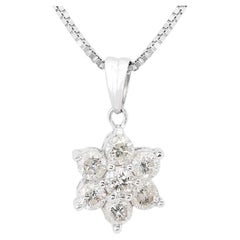 Gorgeous 0.88ct Flower Diamond Pendant 14K White Gold - Chain not included
