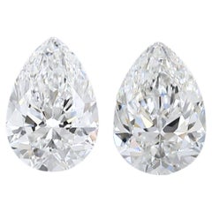 Gorgeous 1.00ct Ideal Cut Pair of Pear-Shaped Diamonds - GIA Certified