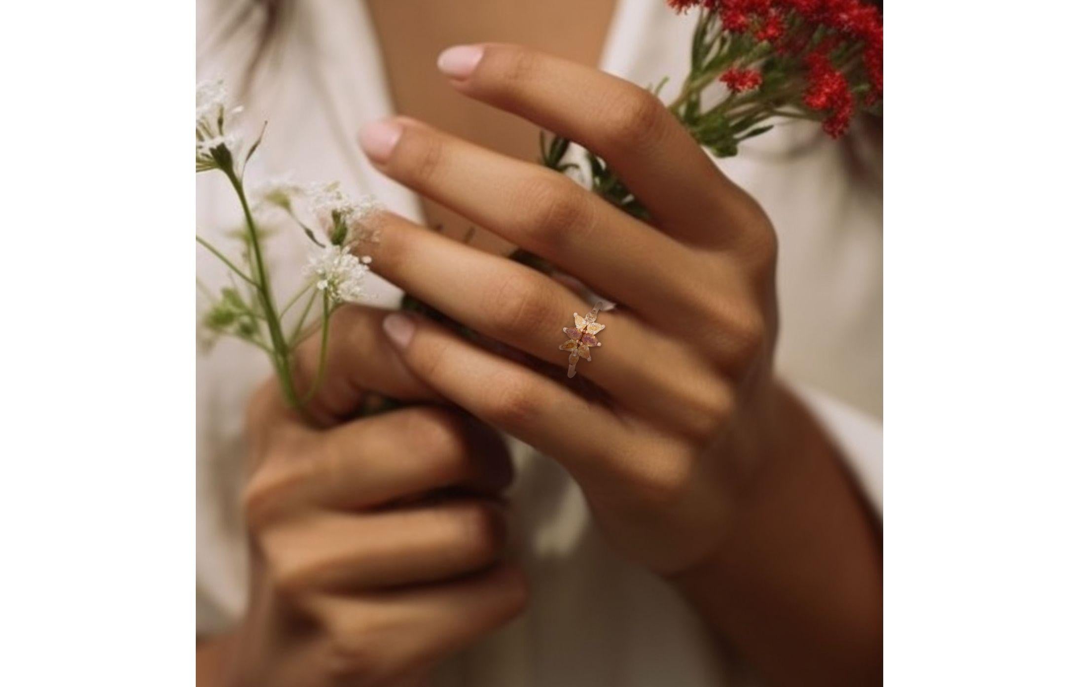 Gorgeous 1.02ct Flower-designed Diamond Ring in 14K Rose Gold For Sale 4