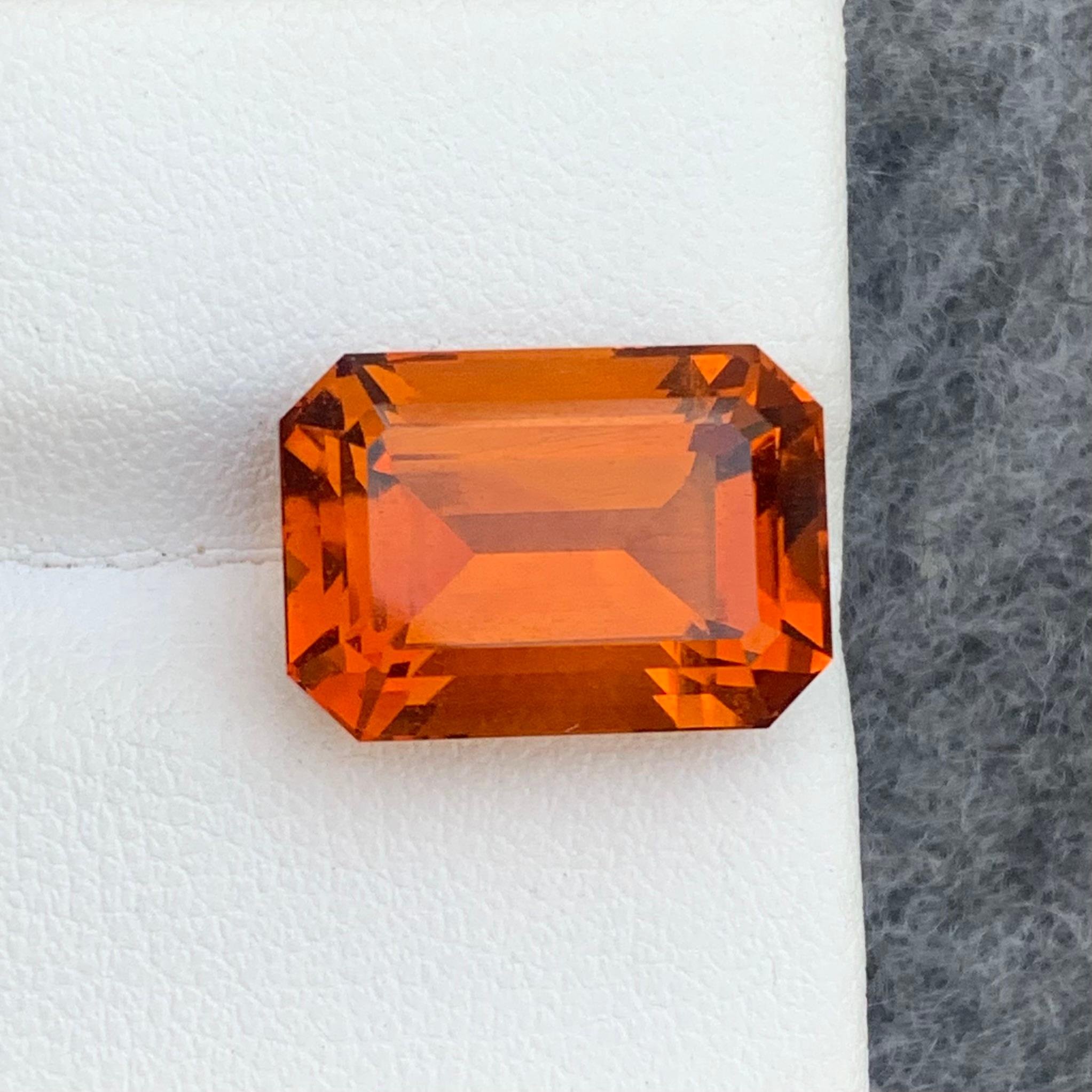 Taglio smeraldo Splendido Citrino arancione mandarino sfuso da 10,35 carati a forma di smeraldo