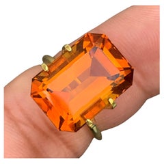 Vintage Gorgeous 10.35 Carat Loose Mandarin Orange Citrine Emerald Shape