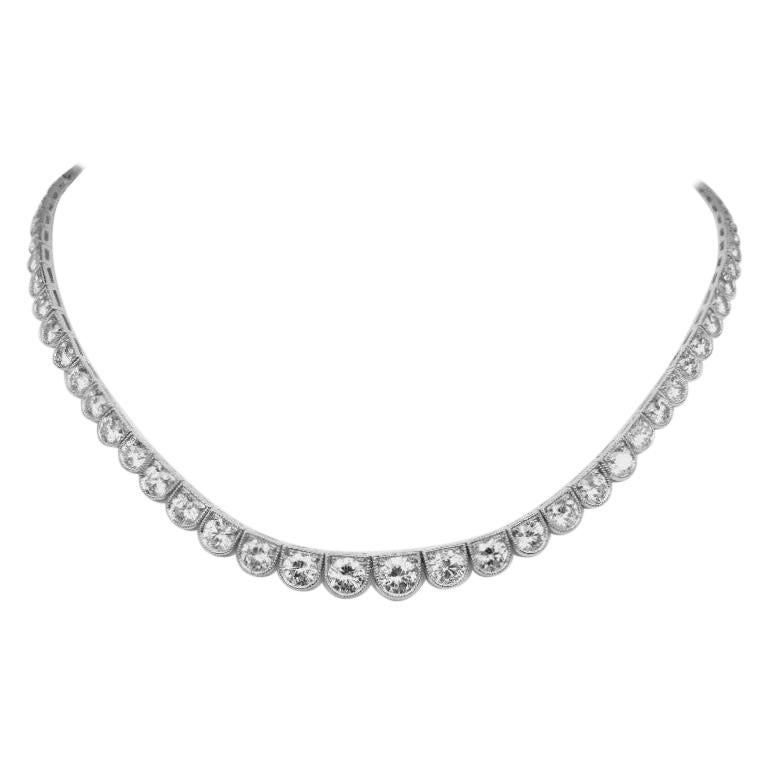 Gorgeous 10.84 Carat Platinum All Round Diamond Necklace For Sale