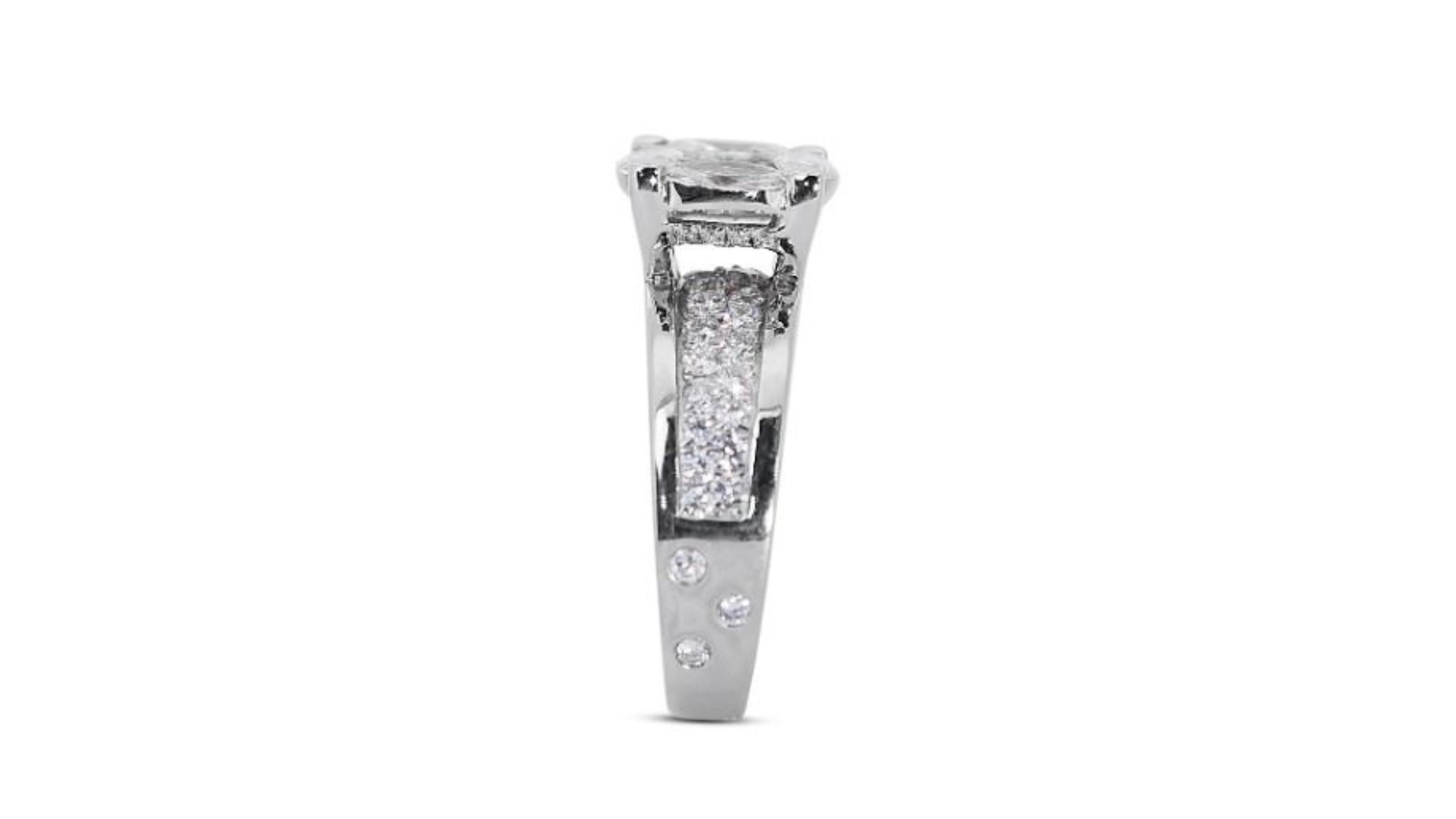 Women's Gorgeous 1.20ct. Marquise Brilliant Pave Diamond Ring For Sale