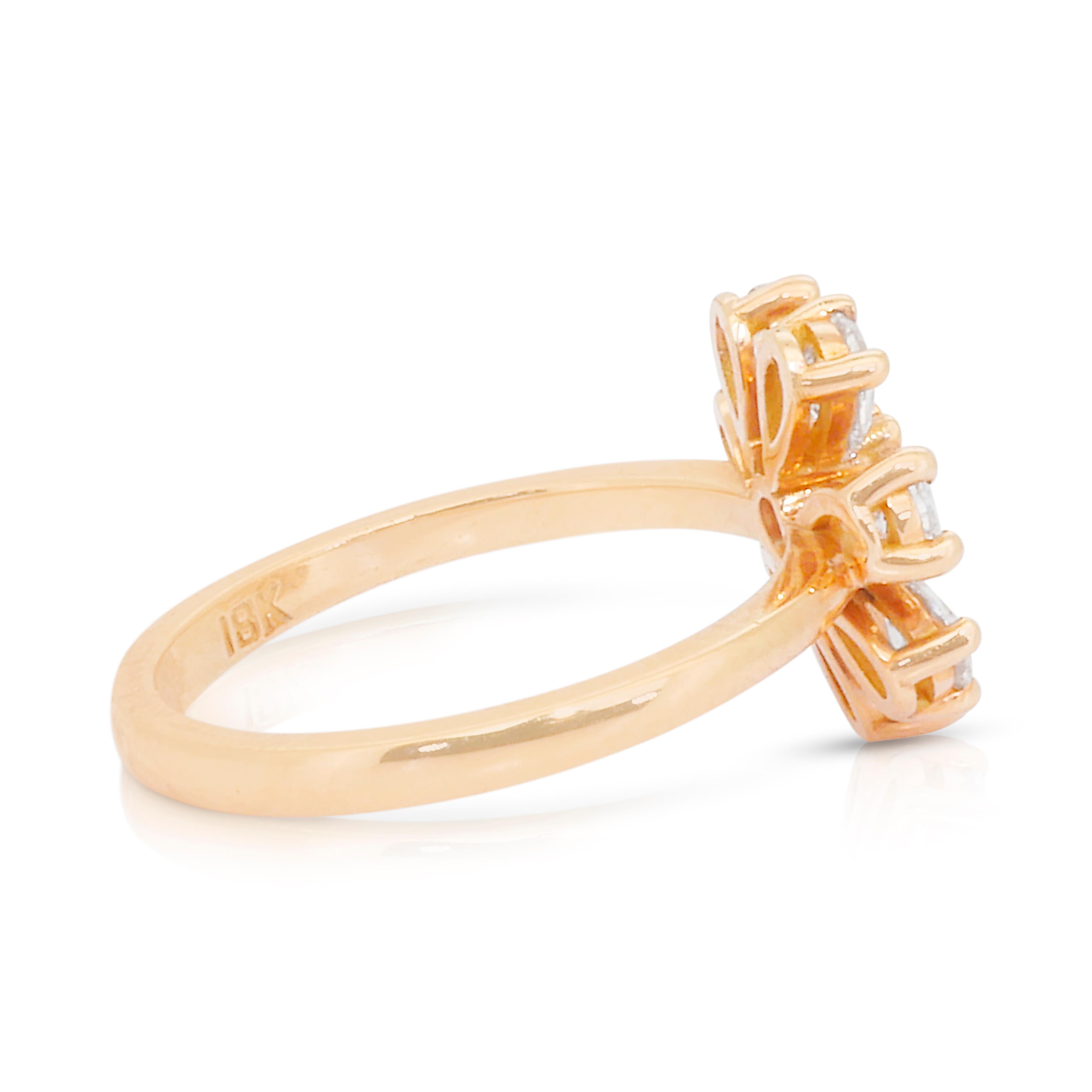 Magnifique bague en forme de fleur en or rose 18k avec 1,23 ct de diamants - certifié IGI Neuf - En vente à רמת גן, IL