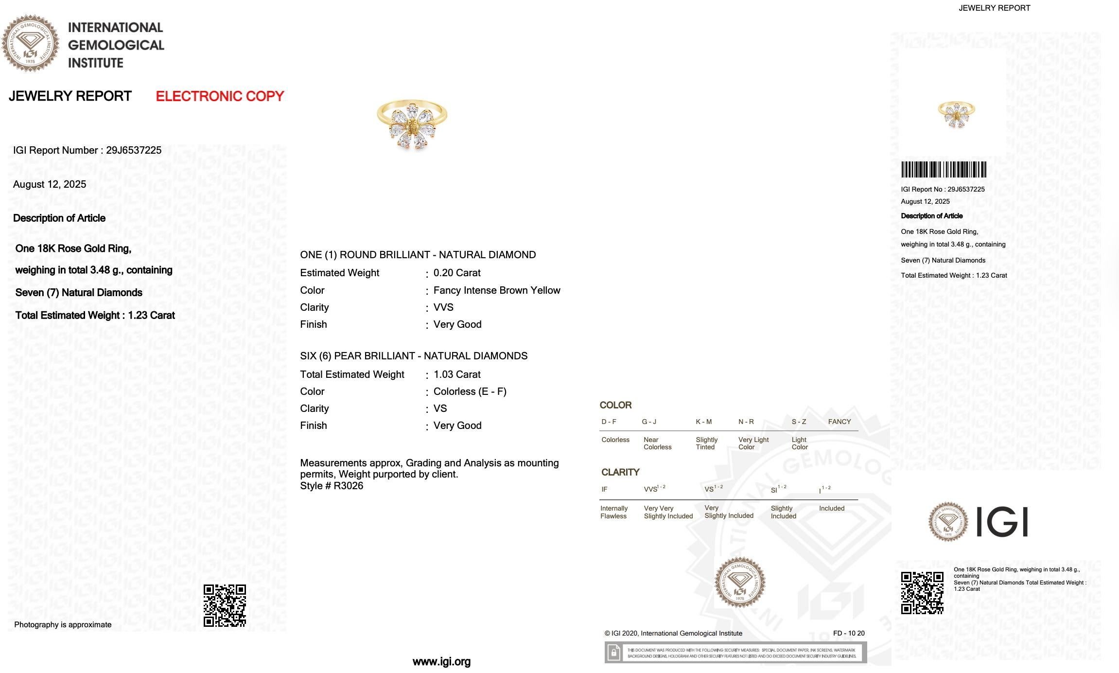 Magnifique bague en forme de fleur en or rose 18k avec 1,23 ct de diamants - certifié IGI en vente 1