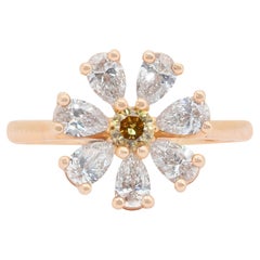 Magnifique bague en forme de fleur en or rose 18k avec 1,23 ct de diamants - certifié IGI