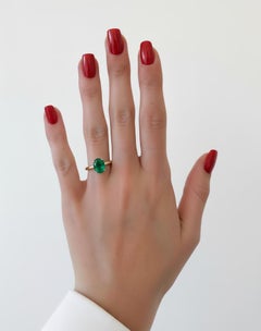 Gorgeous 1.25 Carat Natural Emerald Two-Tone Diamond Ring with Hidden Halo