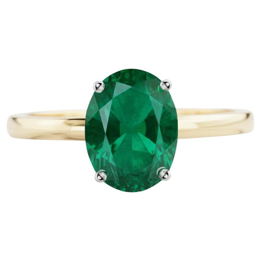 Magnifique bague à deux tons en émeraude naturelle de 1,25 carat avec halo caché en vente