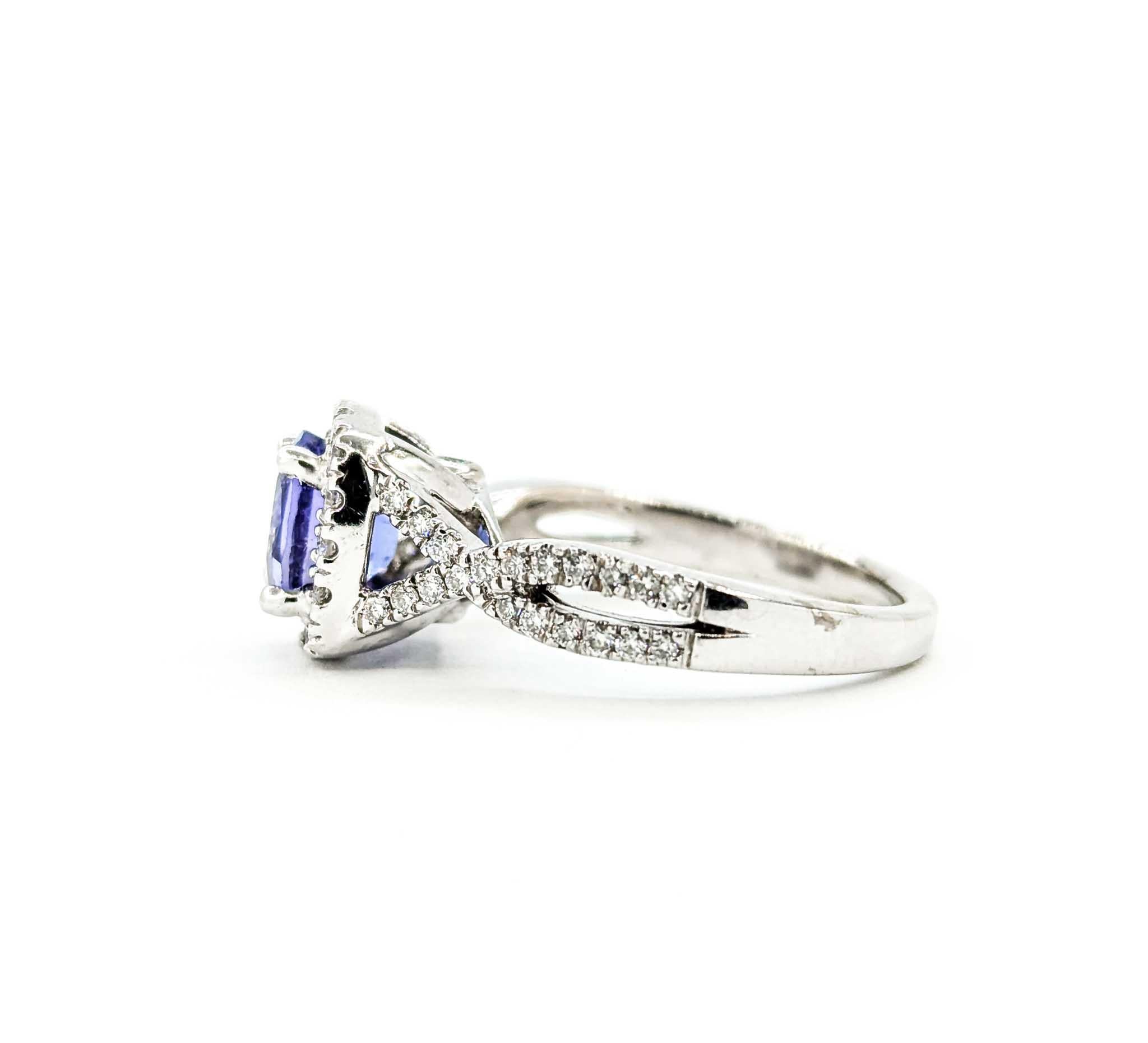 Gorgeous 1.25ct Blue Tanzanite & Diamond Halo Ring in White Gold 4