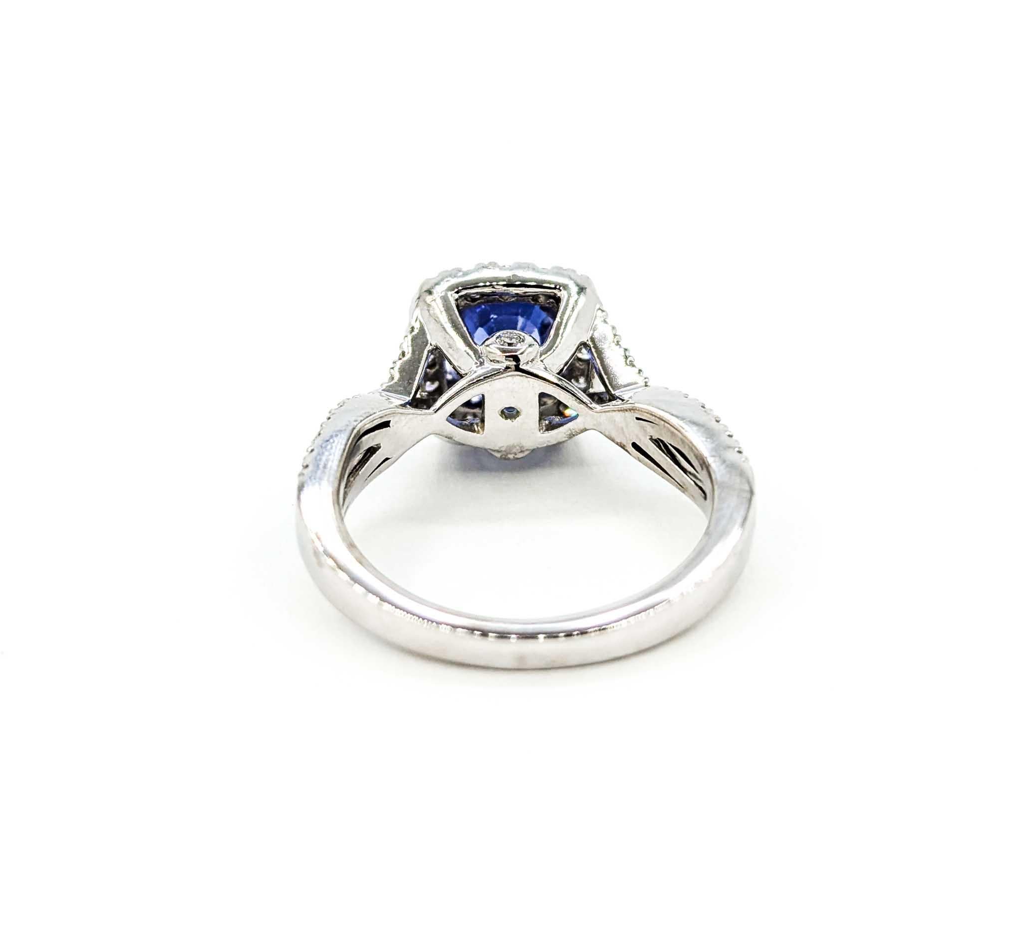Gorgeous 1.25ct Blue Tanzanite & Diamond Halo Ring in White Gold 3