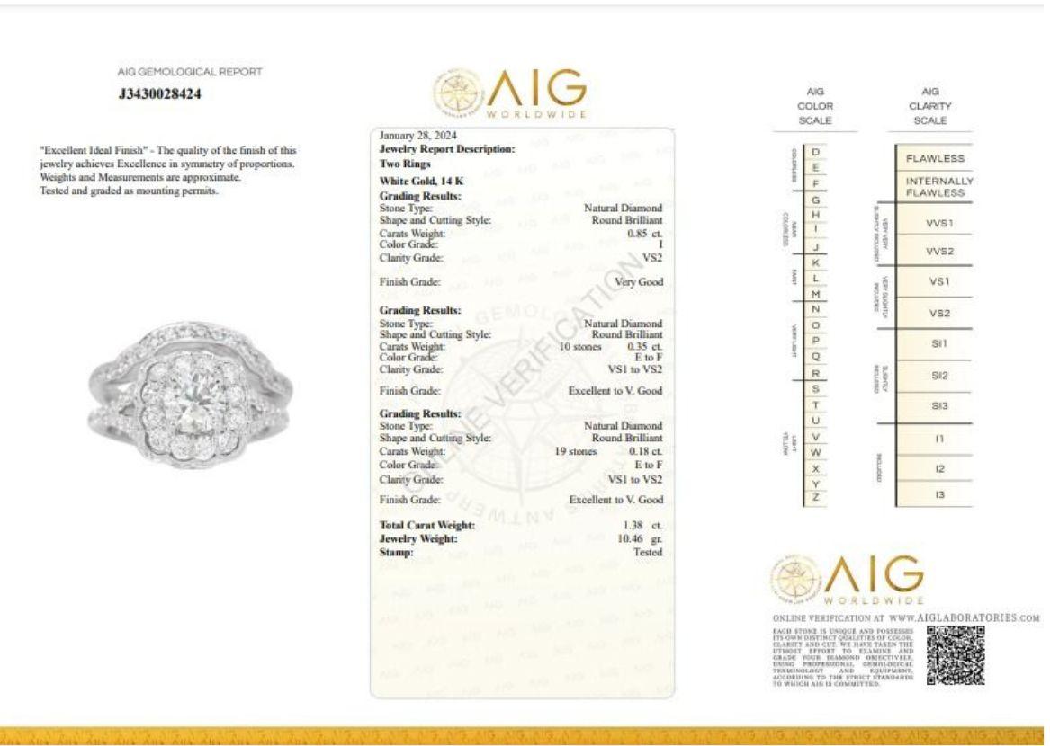 Women's Gorgeous 1.27ct Diamond Ring set in Stunning 14K White Gold For Sale