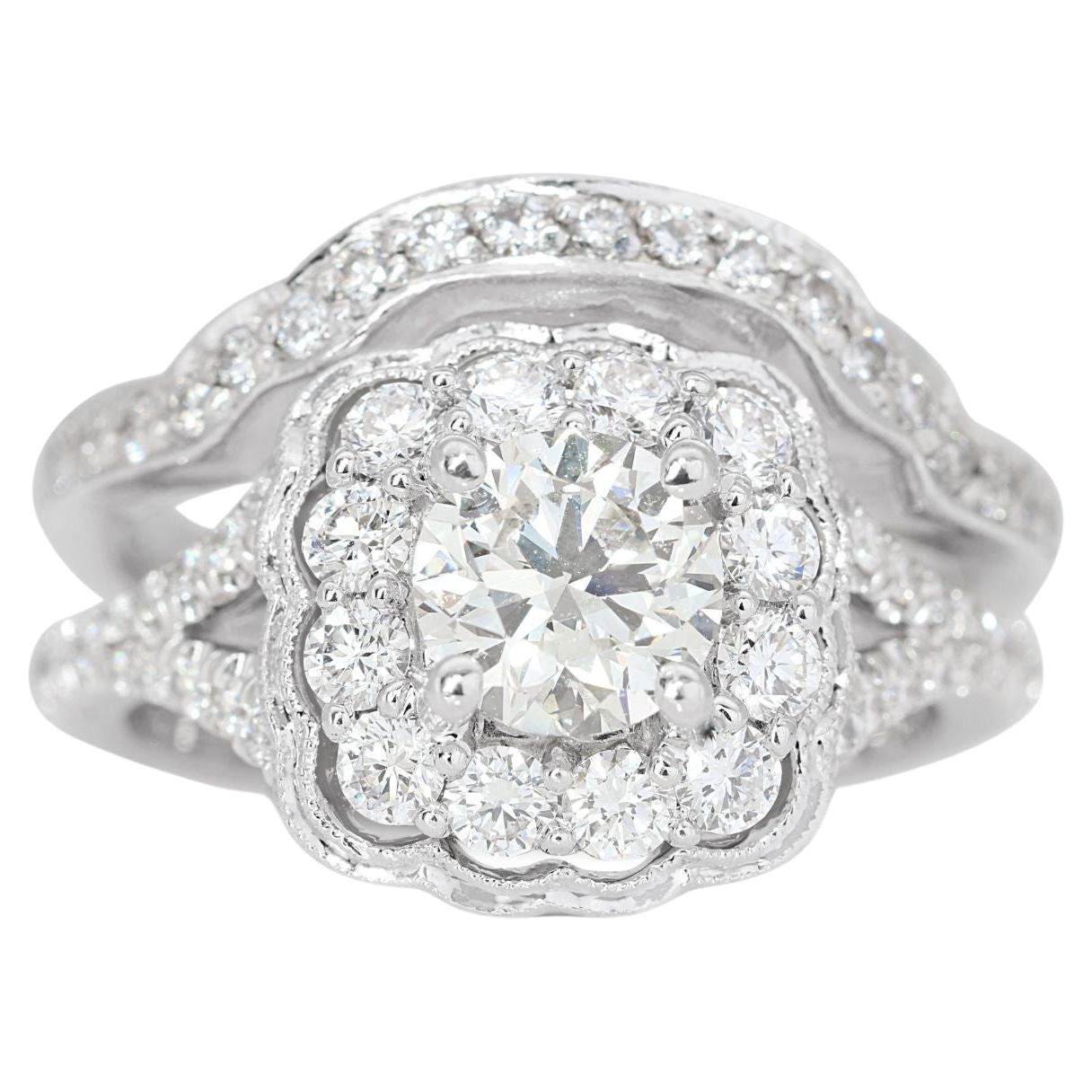 Precioso anillo de diamantes de 1,27 ct engastado en impresionante oro blanco de 14 quilates