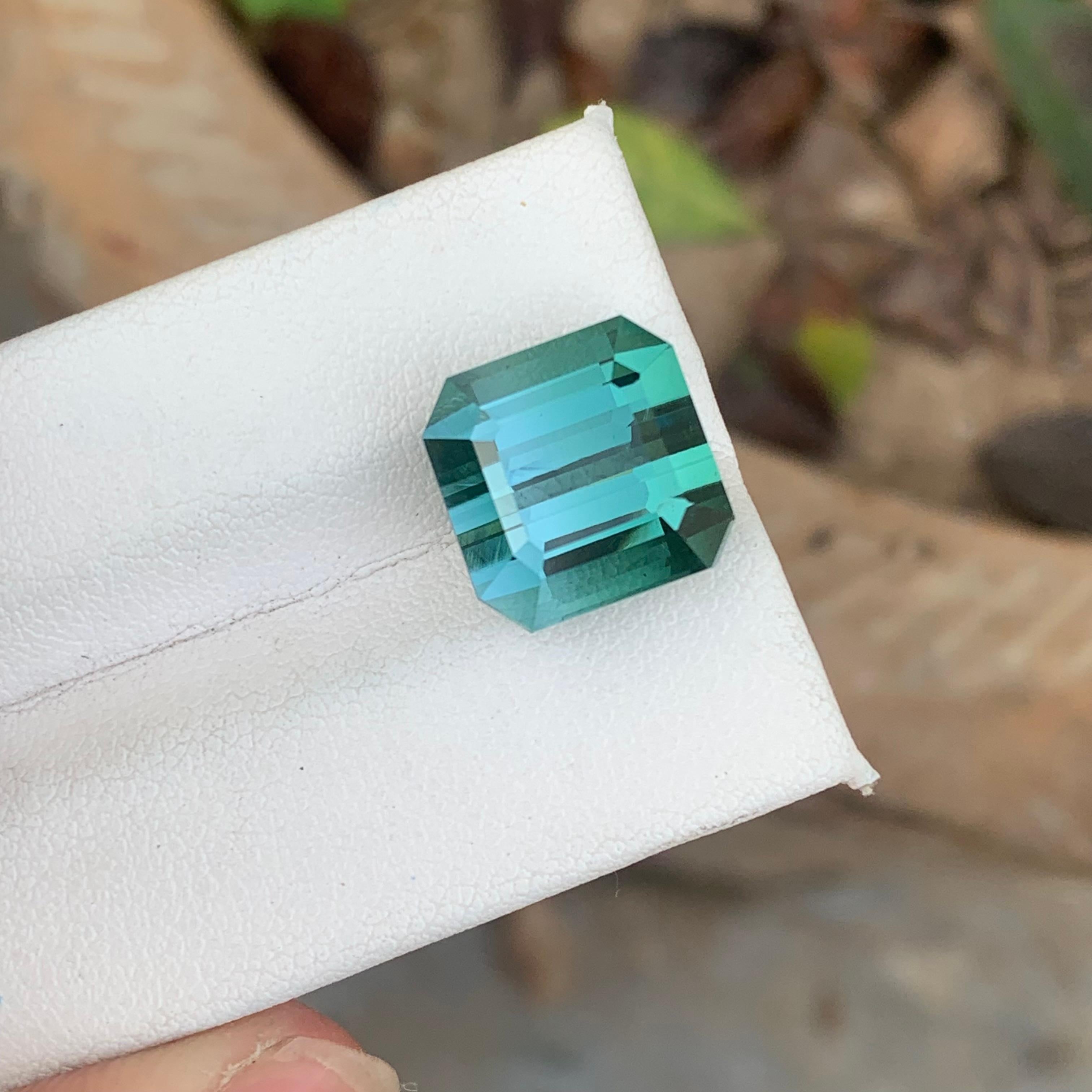 Gorgeous 12.80 Carat Natural Loose Neon Blue Tourmaline Emerald Cut Afghan Mine 9