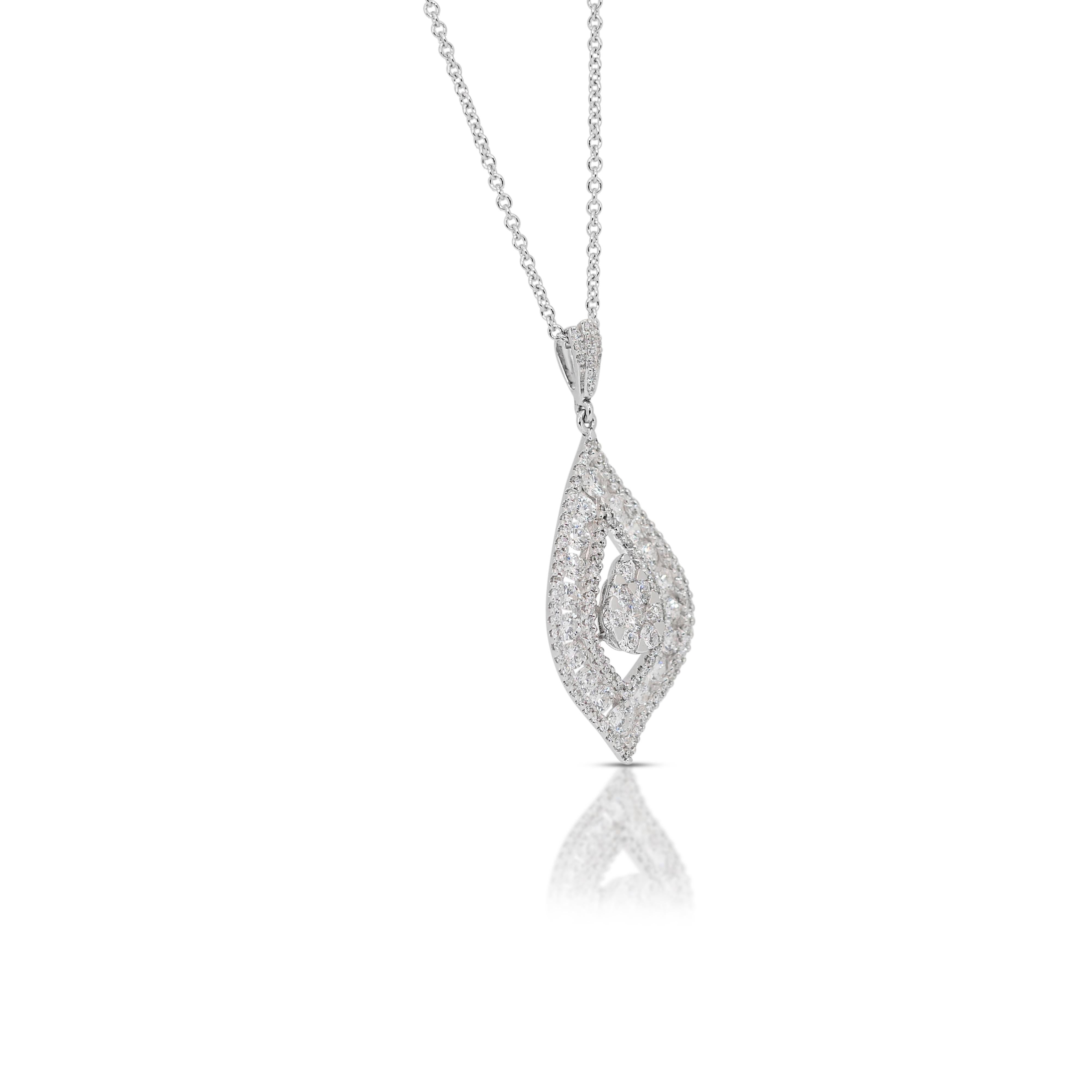 Gorgeous 1.36ct Diamonds Necklace with Pendant in 18k White Gold - IGI Certified For Sale 2