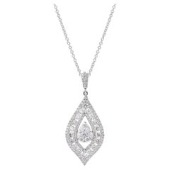 Gorgeous 1.36ct Diamonds Necklace with Pendant in 18k White Gold - IGI Certified