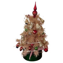 Vintage Gorgeous 14” Mini Pink Christmas Tree with Ornamental