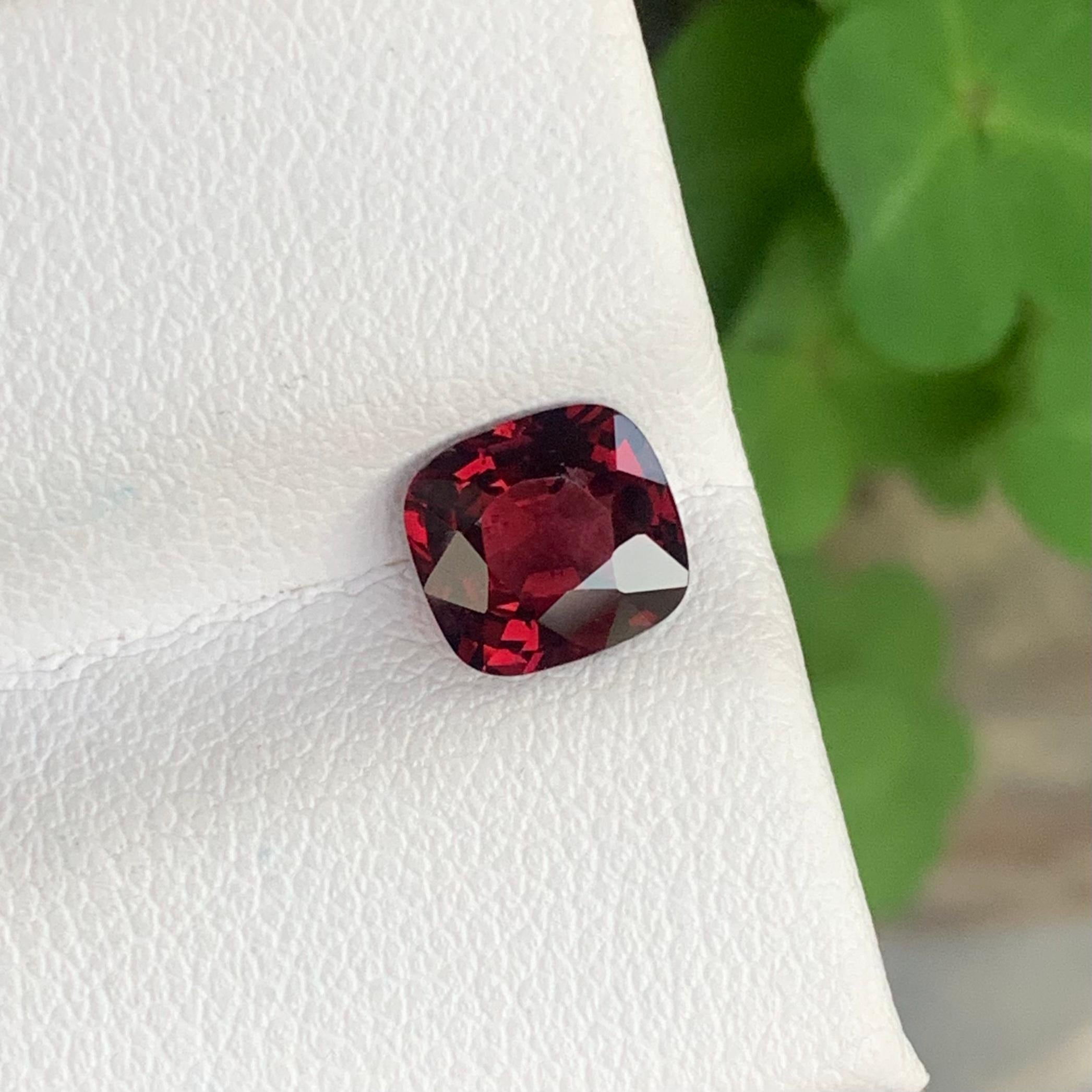 Baroque Gorgeous 1.40 Carat Cushion Shape Natural Loose Red Burmese Spinel Gemstone For Sale