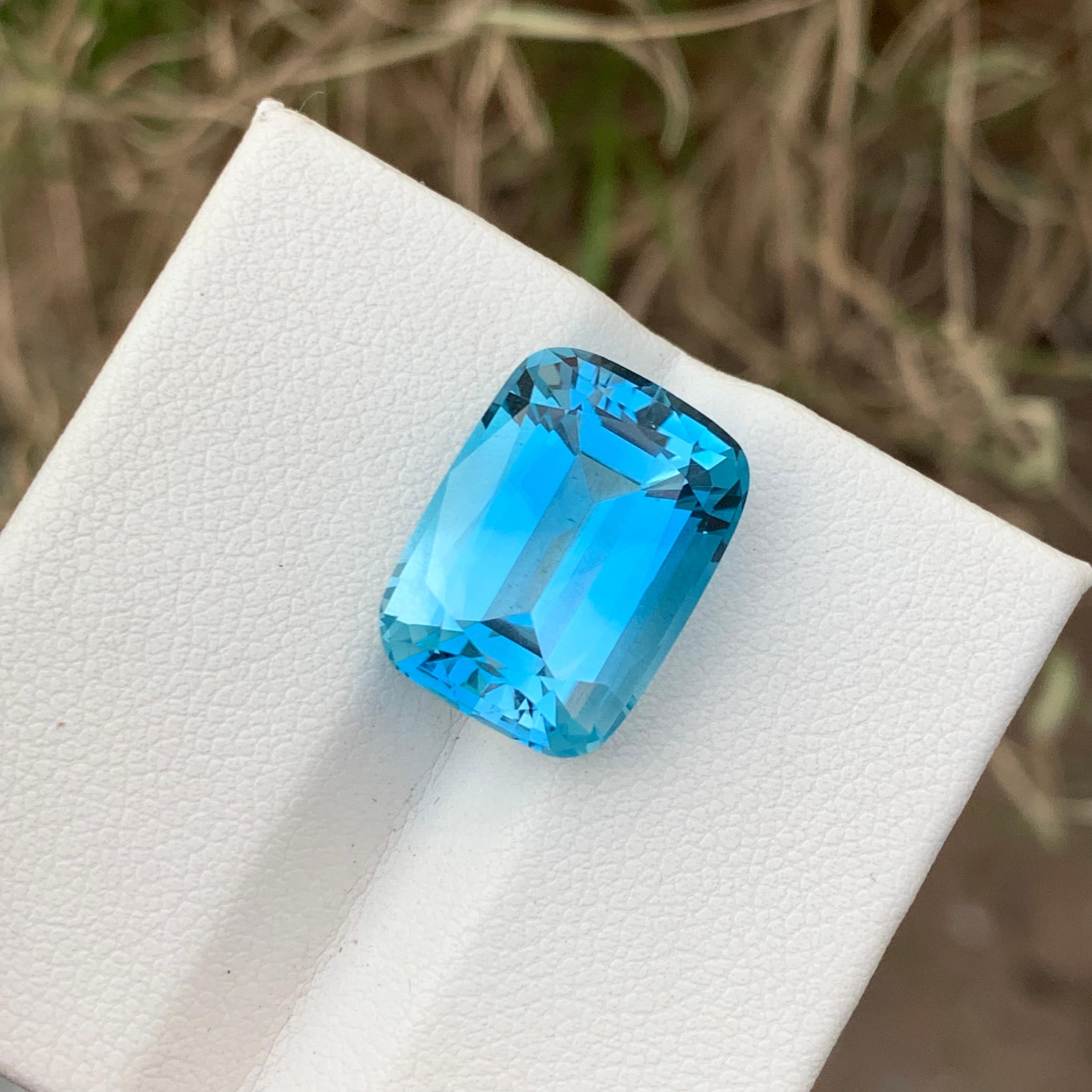Arts and Crafts Gorgeous 14.95 Cts Faceted Blue Topaz Gemstone Long Cushion Cut From Brazil Mine For Sale