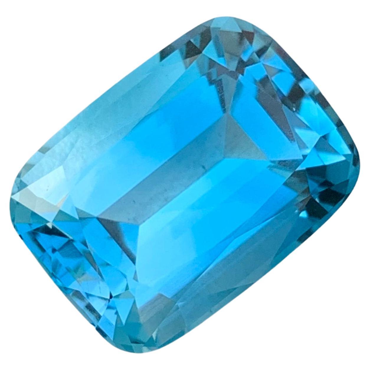 Gorgeous 14.95 Cts Faceted Blue Topaz Gemstone Long Cushion Cut From Brazil Mine For Sale